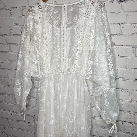 Endless Rose White Lace Embroidered Midi Dress