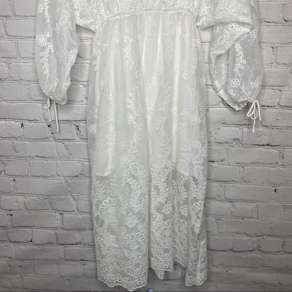 Endless Rose White Lace Embroidered Midi Dress