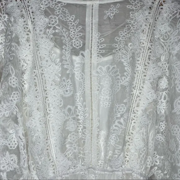 Endless Rose White Lace Embroidered Midi Dress
