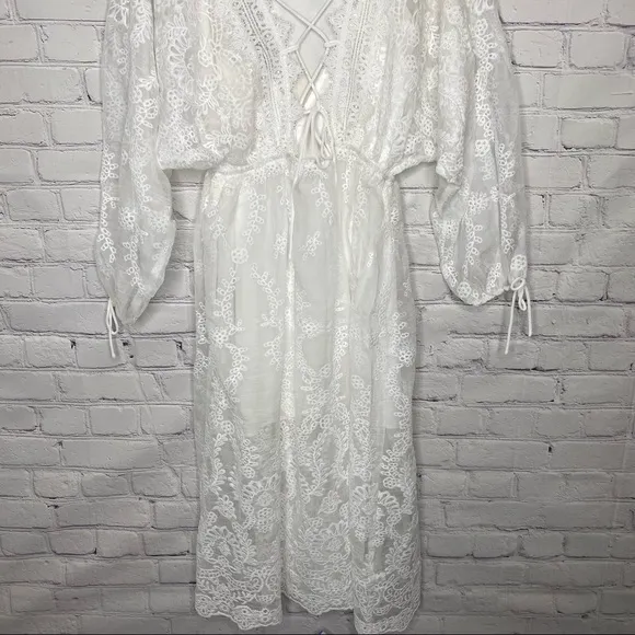 Endless Rose White Lace Embroidered Midi Dress