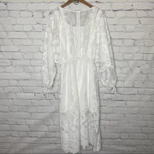 Endless Rose White Lace Embroidered Midi Dress
