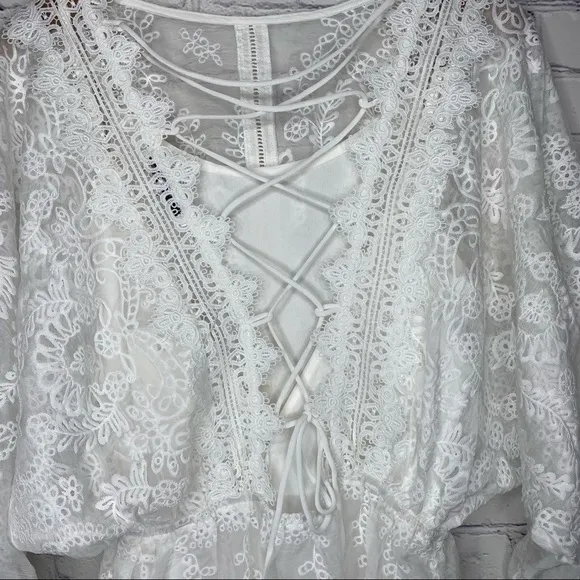 Endless Rose White Lace Embroidered Midi Dress