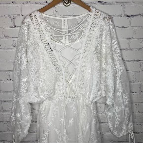 Endless Rose White Lace Embroidered Midi Dress