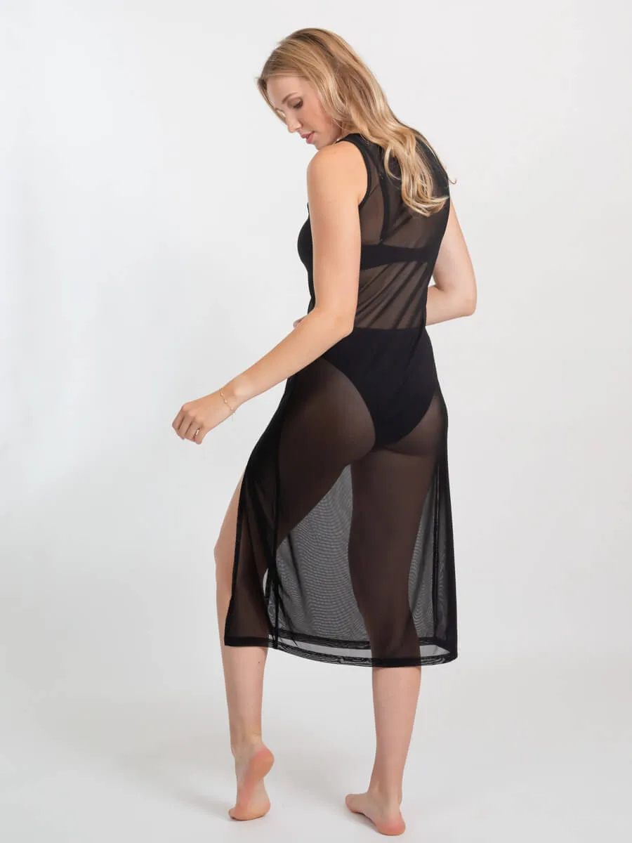 Escape Mesh Long Dress in Black