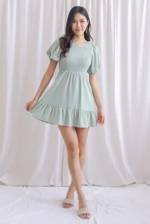 Everleigh Two Ways Smocked Dress Romper In Sage