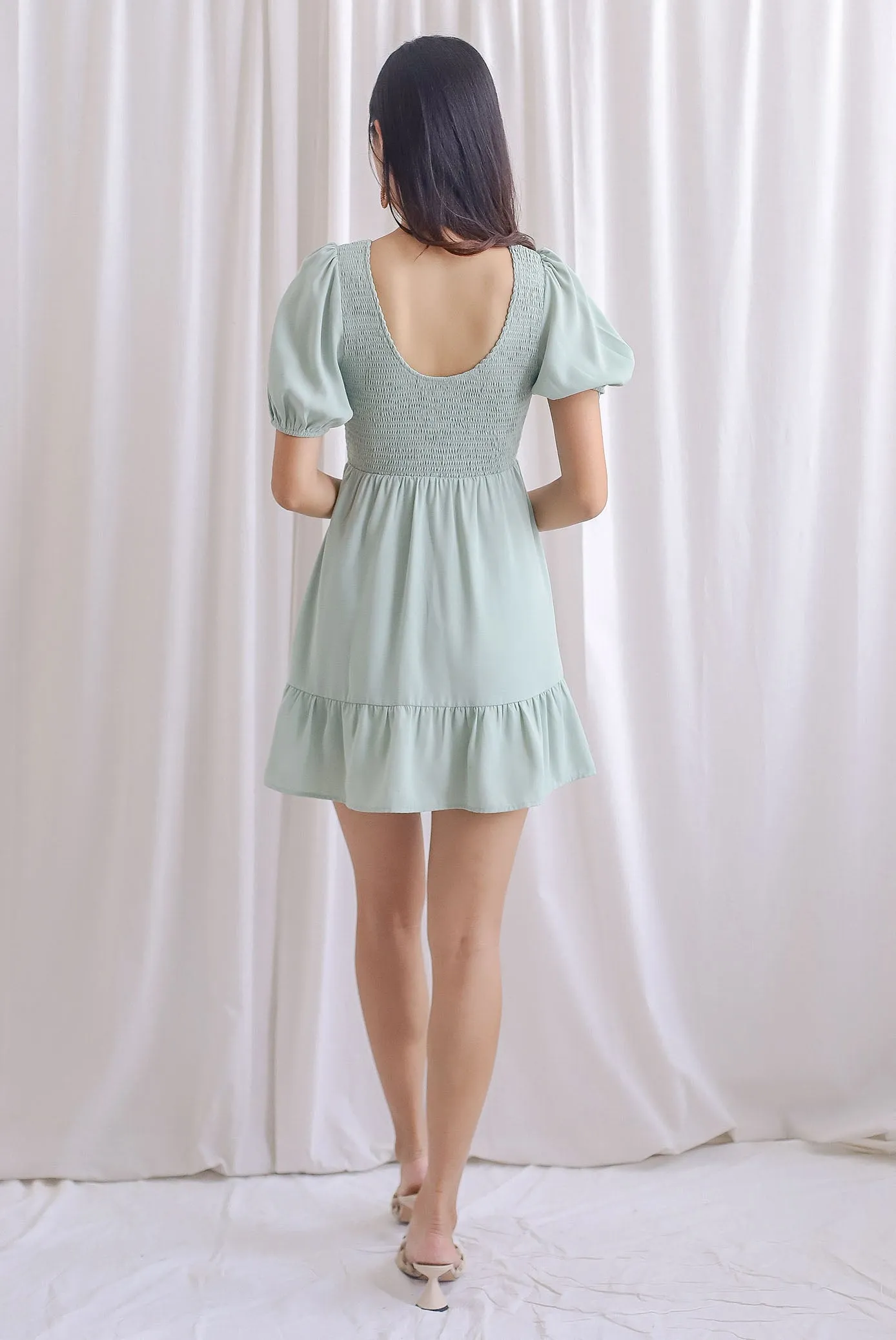 Everleigh Two Ways Smocked Dress Romper In Sage