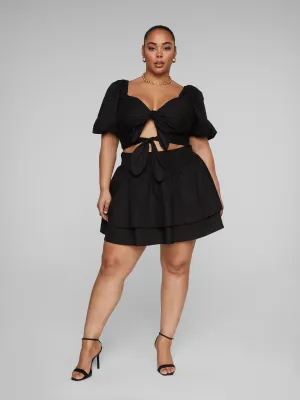Fashion To Figure - Elsie Puff Sleeve Double Tie Front Dress