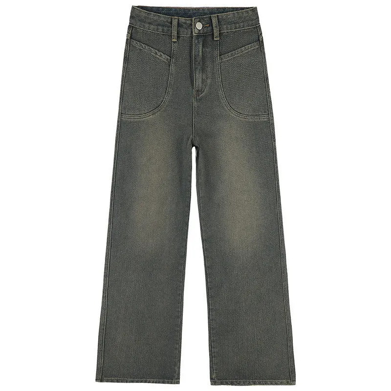 Fashion Washed Wide-leg Jeans For Women