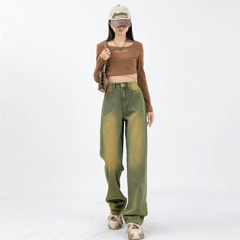Fashion Washed Wide-leg Jeans For Women