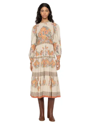Fiorella Border Print Smocked Dress