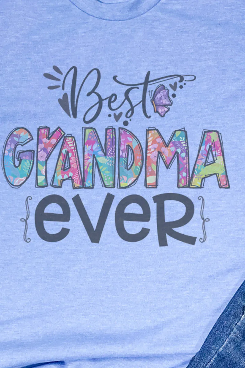 Floral Best Grandma Ever Unisex Poly-Rich Blend Tee