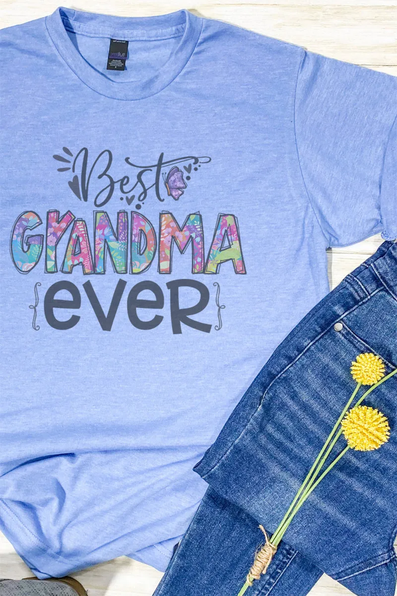 Floral Best Grandma Ever Unisex Poly-Rich Blend Tee