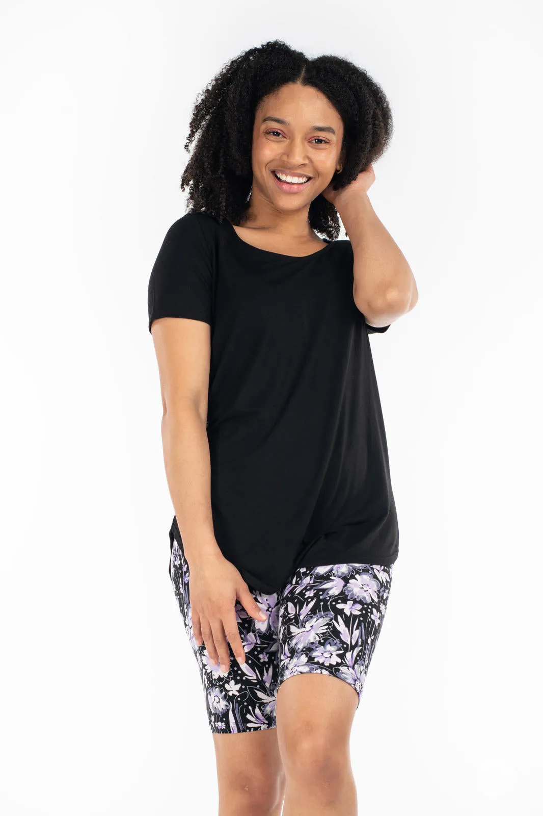 Floral Noir Petite Biker Shorts