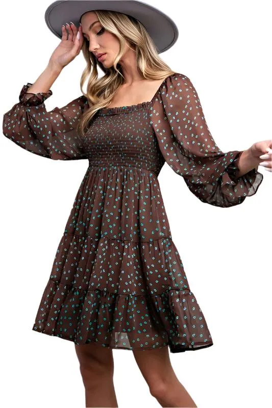 Floral Print Smocked Mini Dress