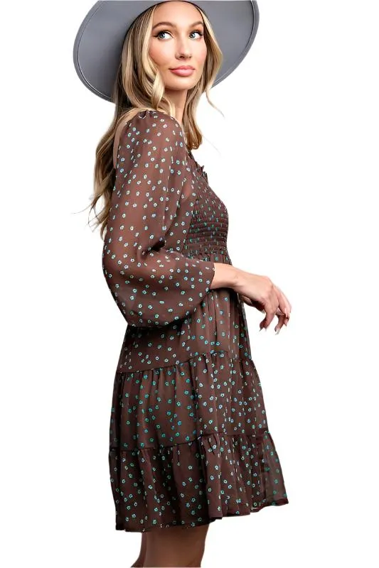 Floral Print Smocked Mini Dress