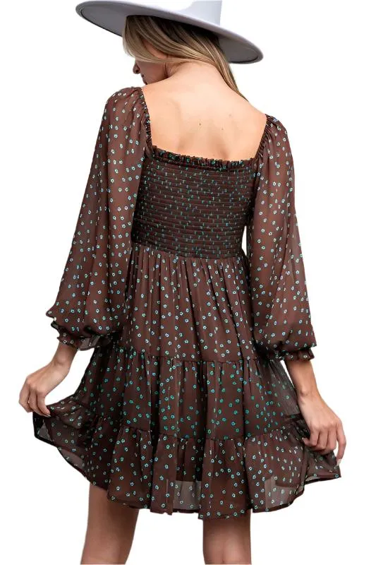 Floral Print Smocked Mini Dress