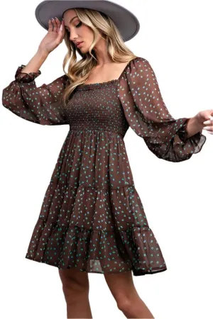 Floral Print Smocked Mini Dress
