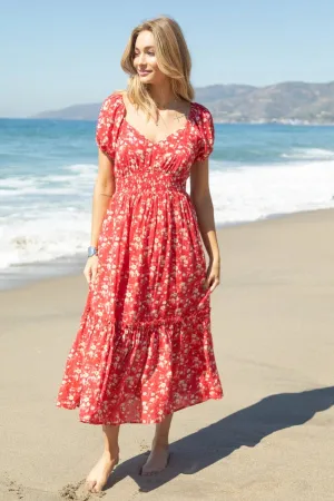 FLORAL SMOCKED LAYERED MAXI DRESS