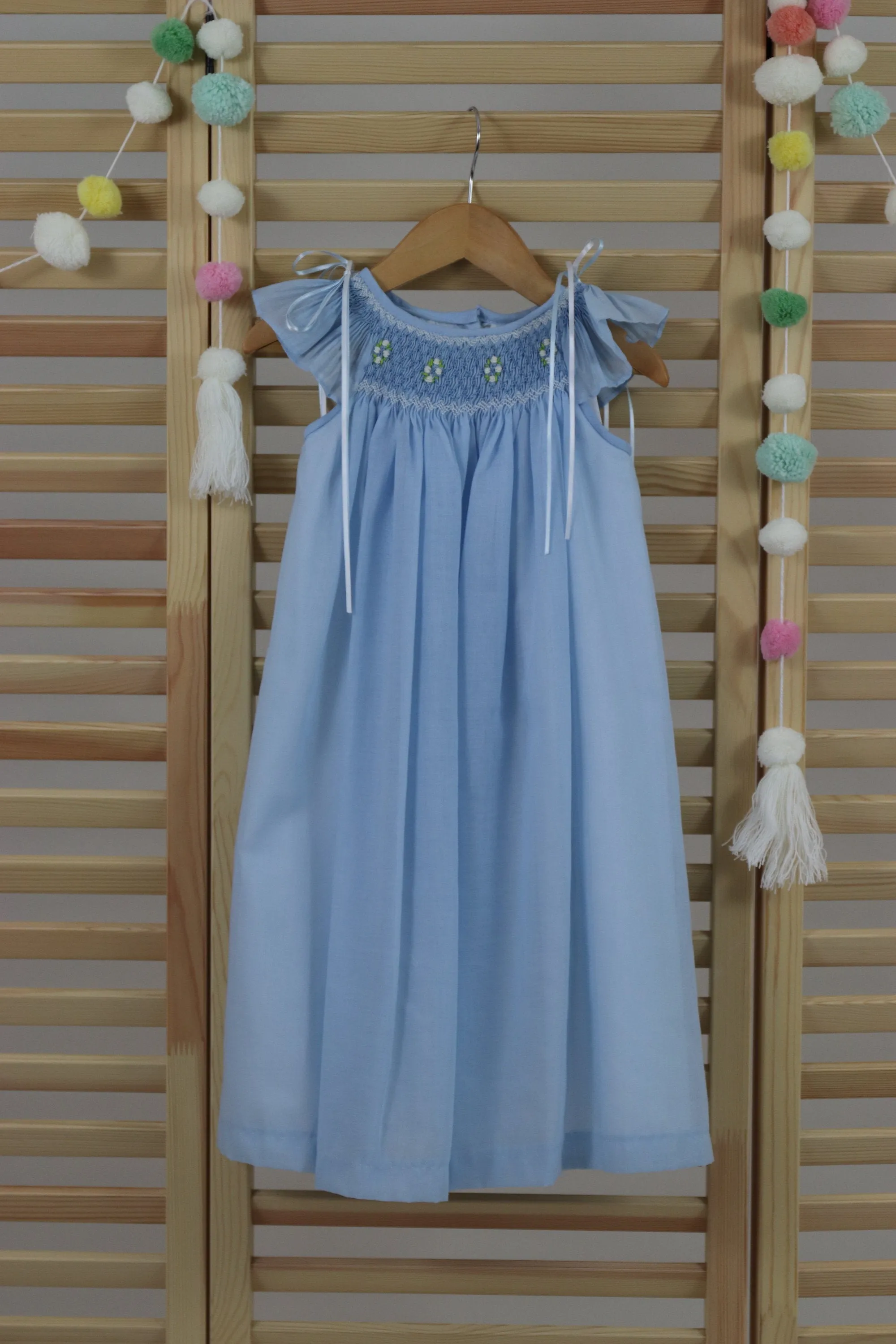 Flower Girl Pastel Blue Matching Sister Dresses, Flower Girl Dresses, Smocked dresses, Bishop Dress, Baby Dresses, Girl Dresses
