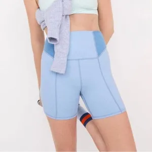 For Love &amp; Lemons Cornflower Blue Dani Color Block Biker Shorts XXS NEW NWT
