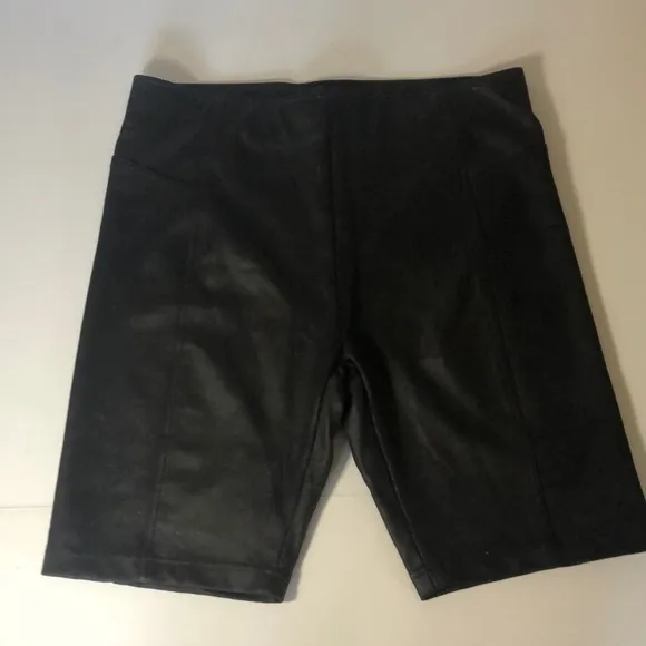 Free People Black Heatwave Faux Suede Biker Shorts