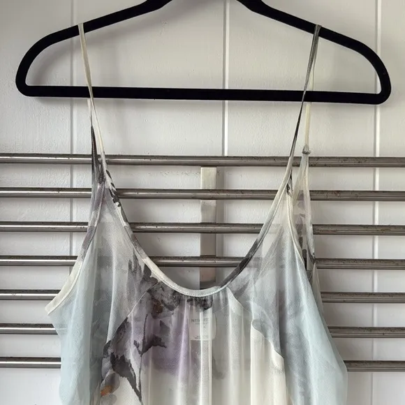 Free People Intimately Sheer Midi Waterfalls Slip Dress Ivory Gray Floral M