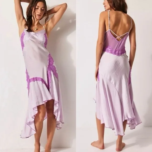 Free People NEW Neon Nights Midi Slip Dress Medium