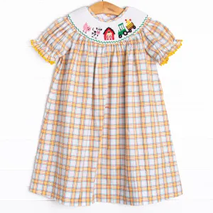 Fun At The Farm Smocked Dress, Yellow