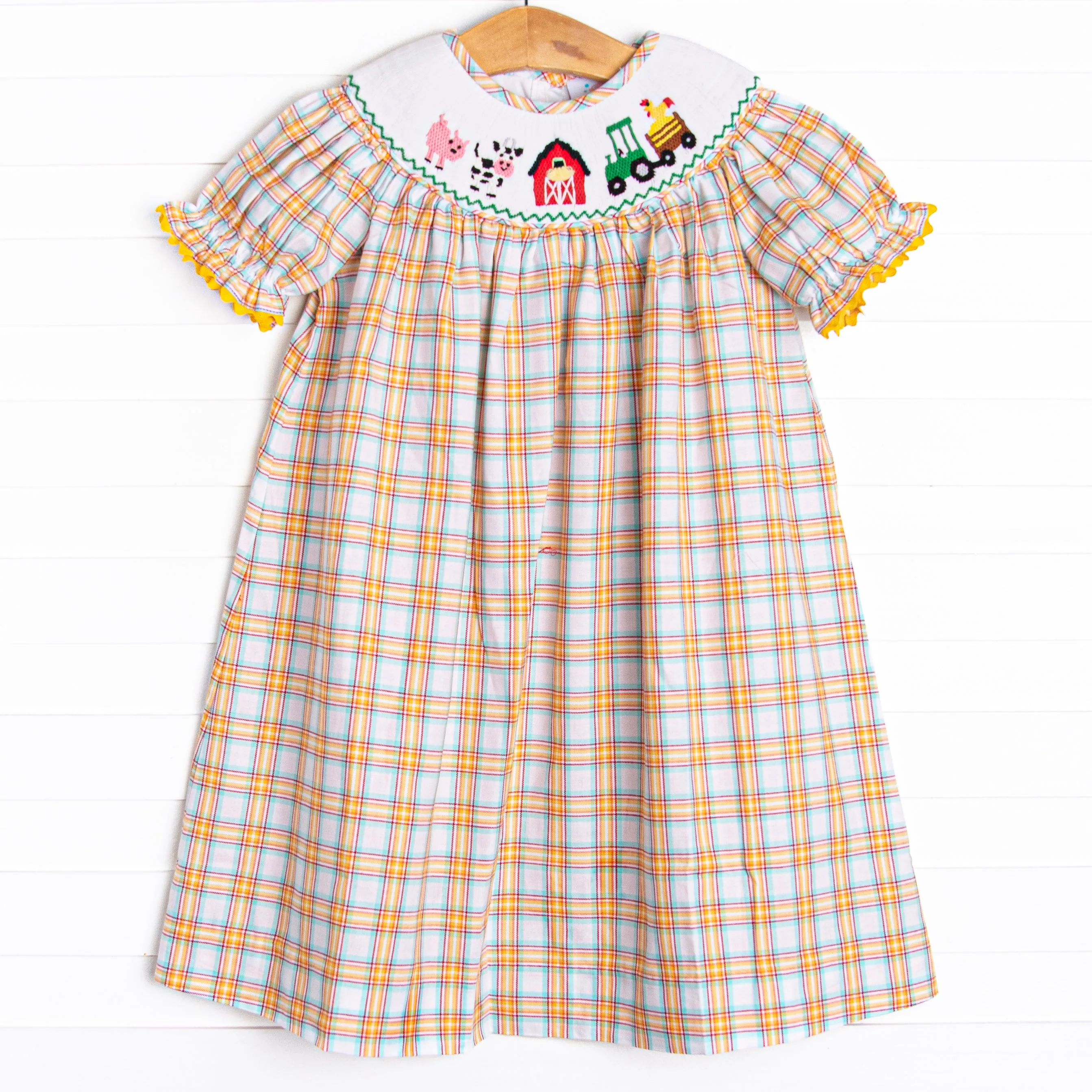 Fun At The Farm Smocked Dress, Yellow
