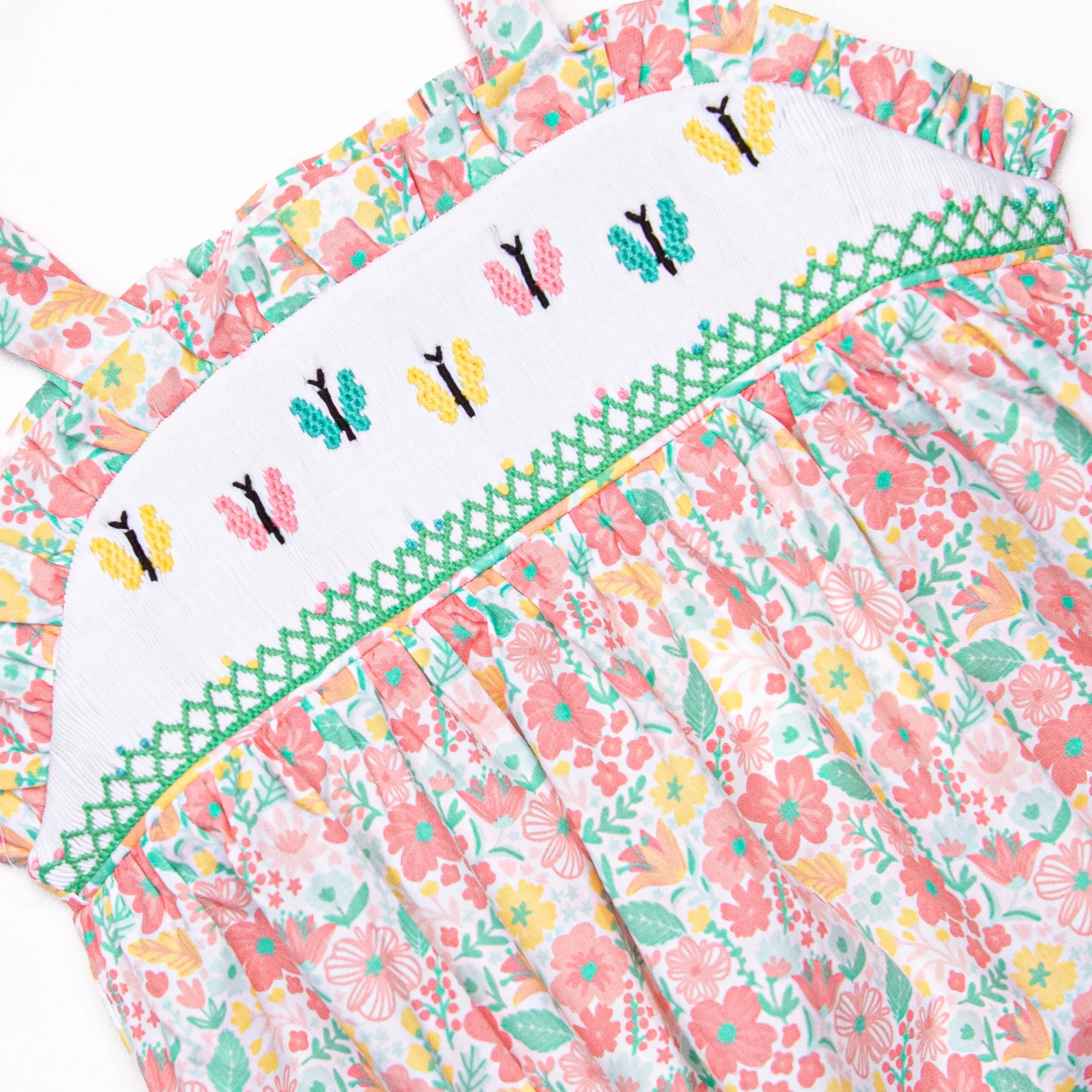 Garden Flutters Smocked Dress, Pink
