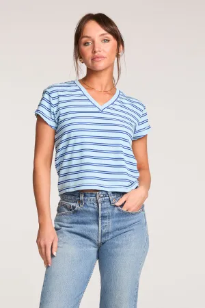 Gator Amalfi Blue Stripe V Neck Tee