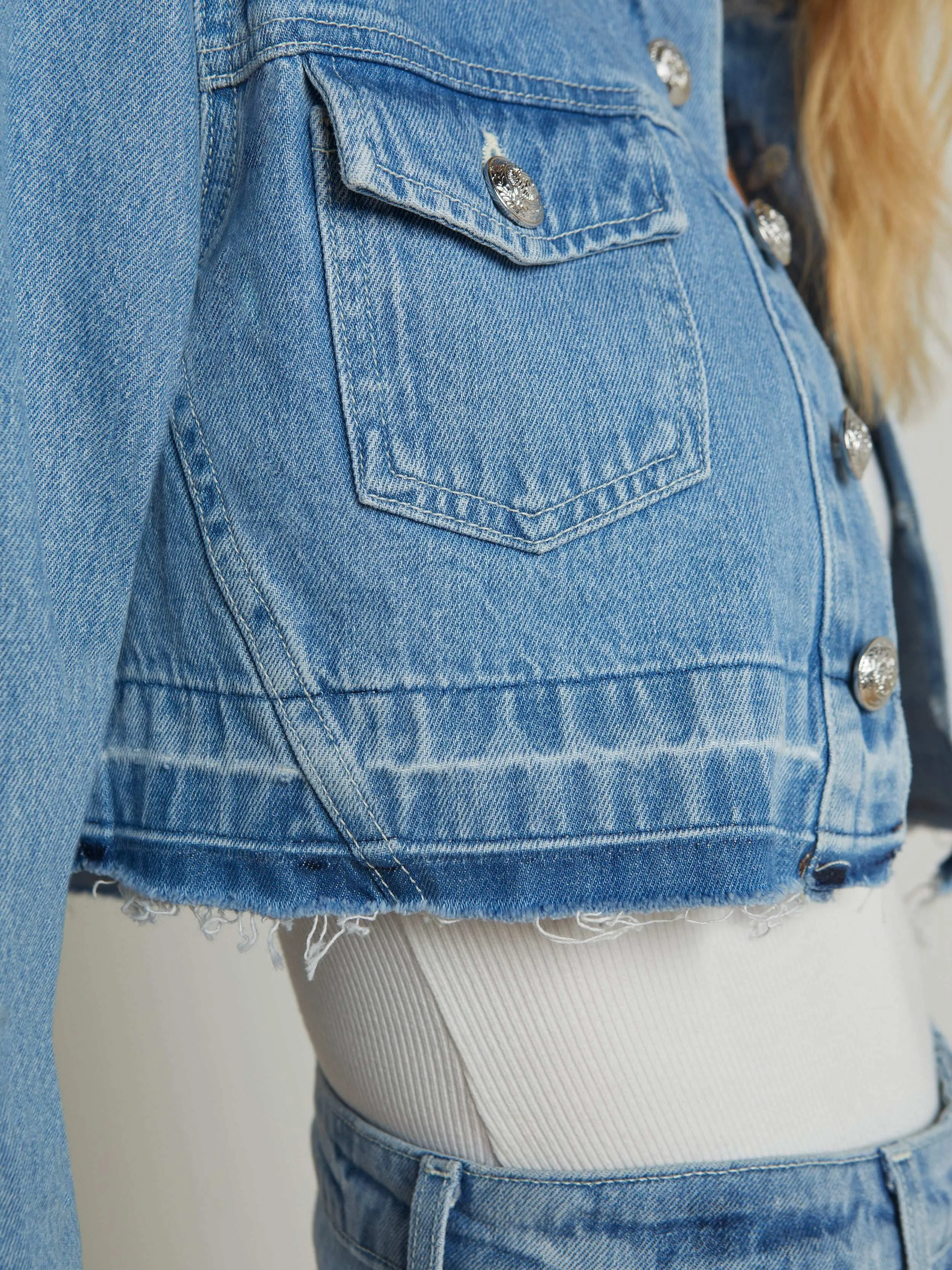 Genevie Cropped Denim Jacket