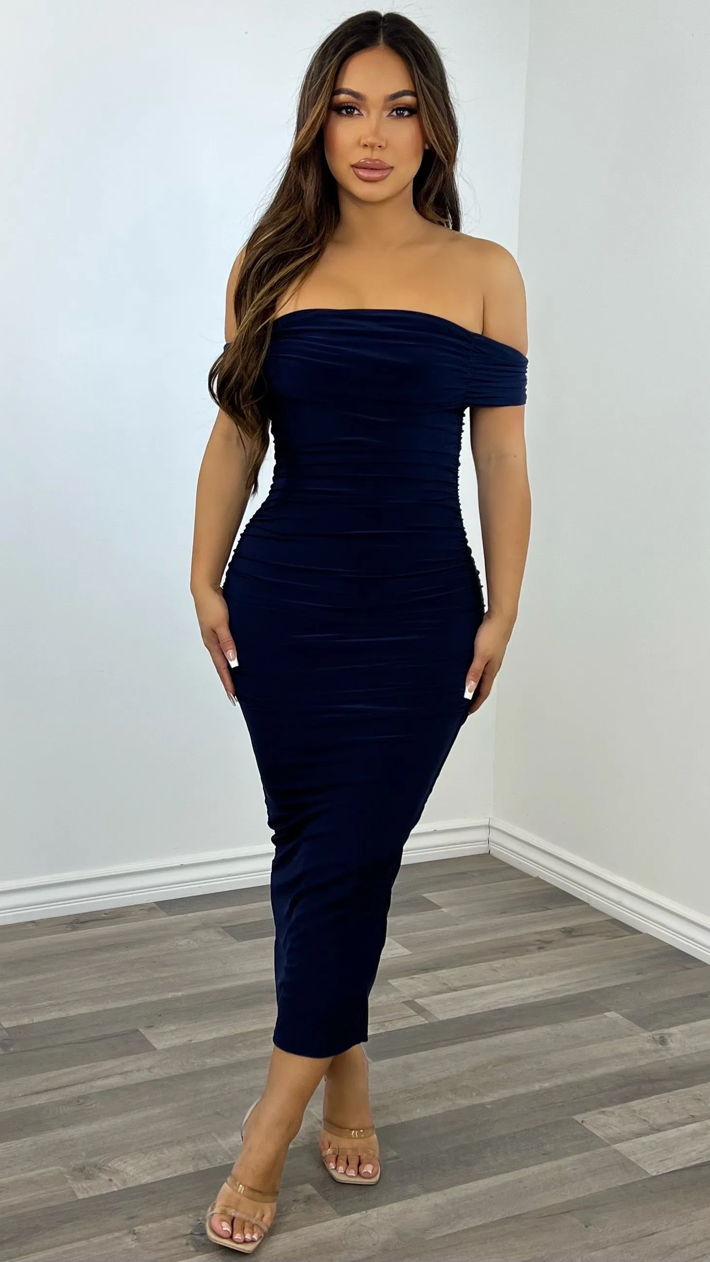 Gianna Midi Dress-(Navy)