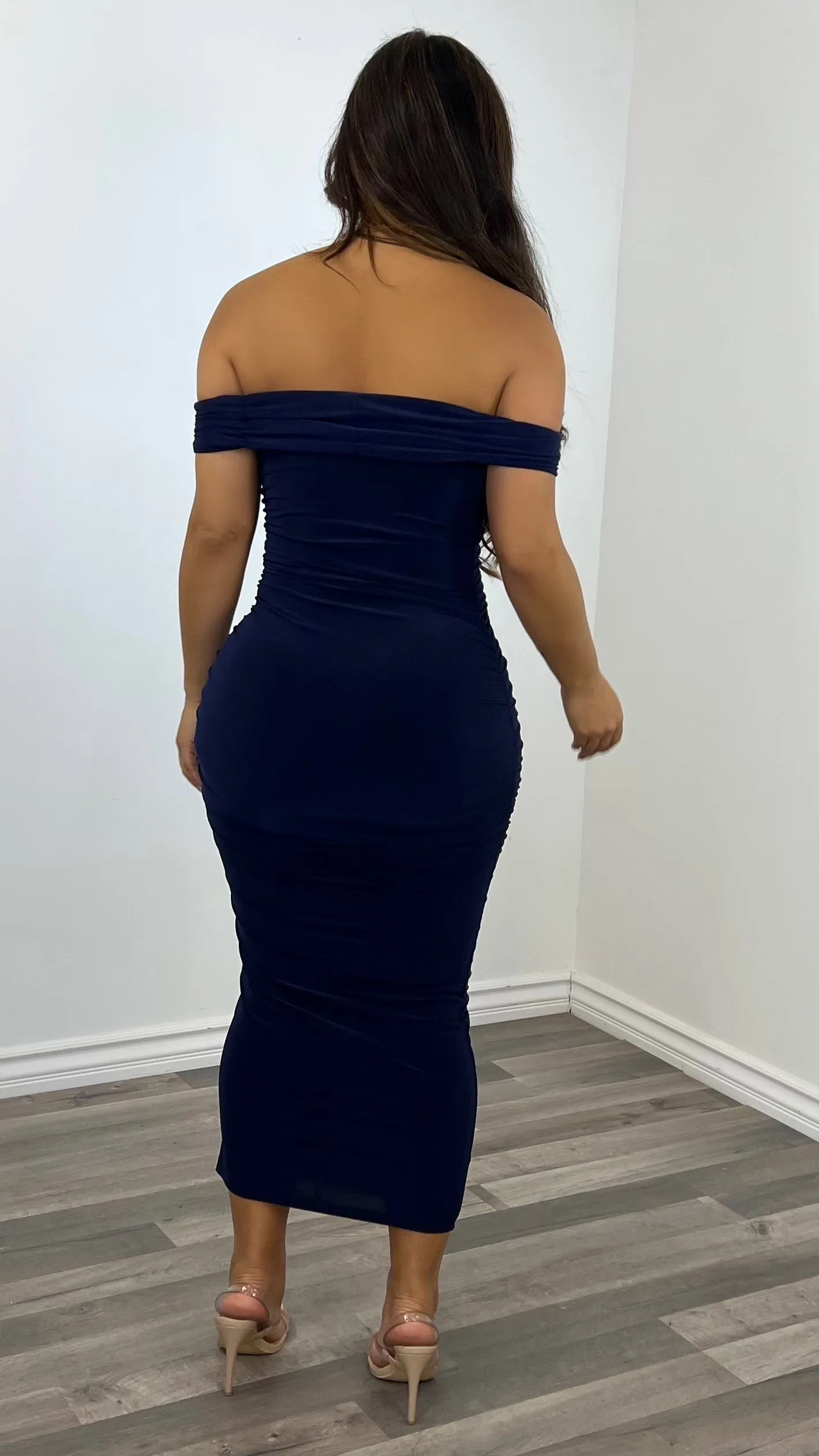 Gianna Midi Dress-(Navy)