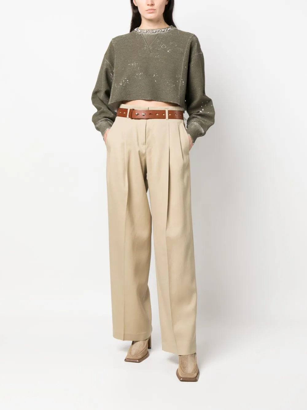 Golden wool trousers
