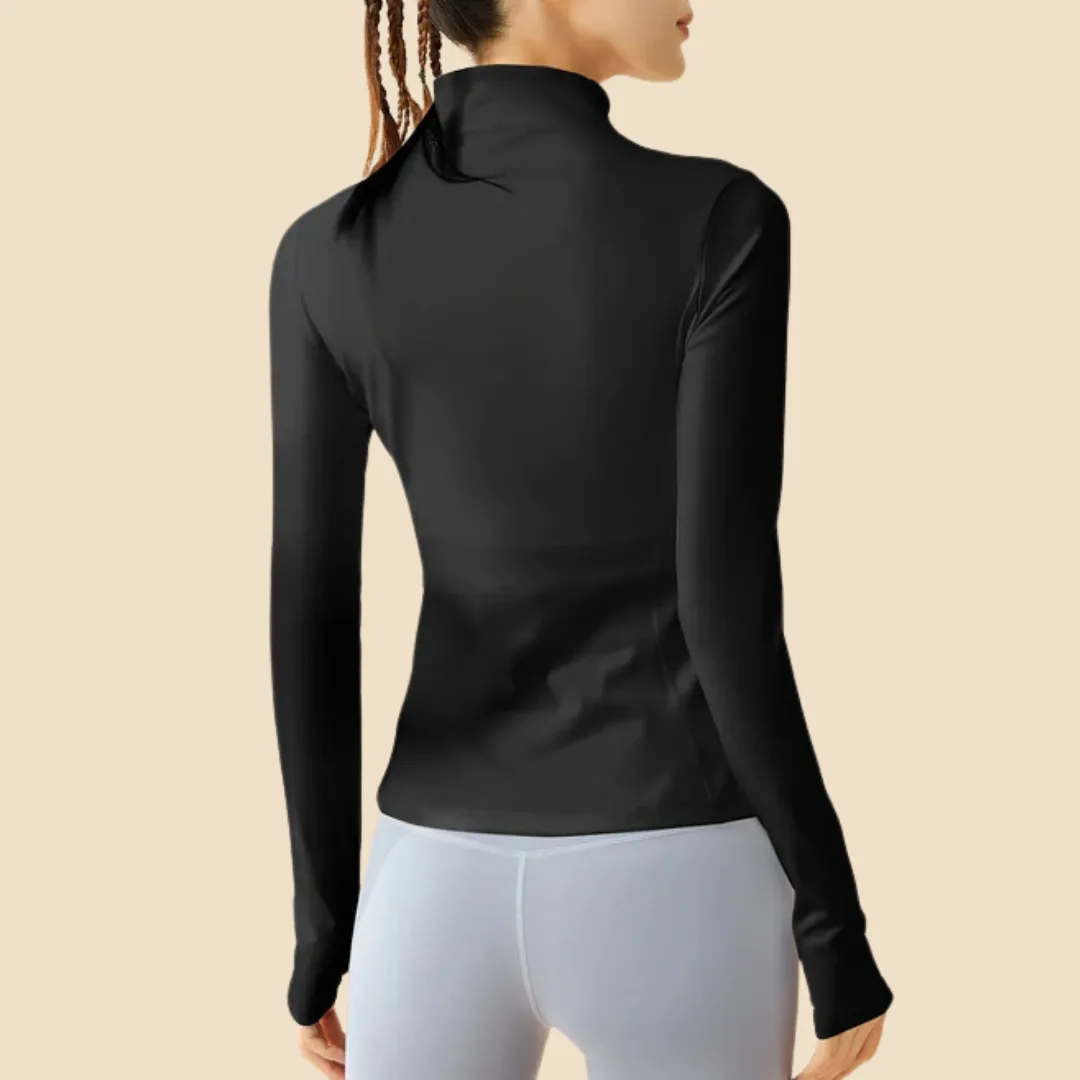 Grace | Cropped sportjack met ademende stof en staande kraag