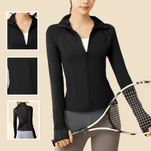 Grace | Cropped sportjack met ademende stof en staande kraag