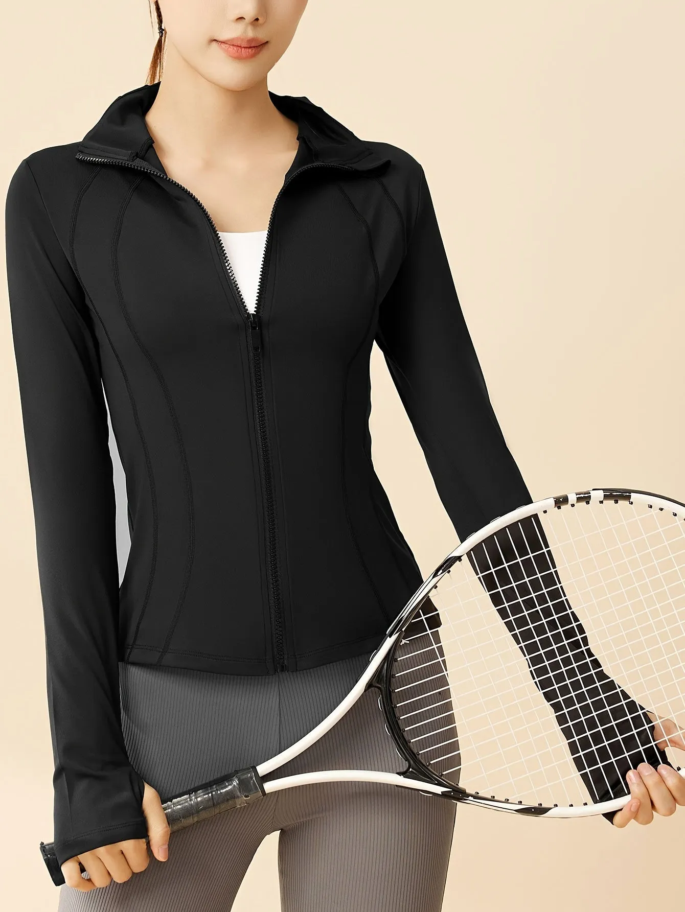 Grace | Cropped sportjack met ademende stof en staande kraag