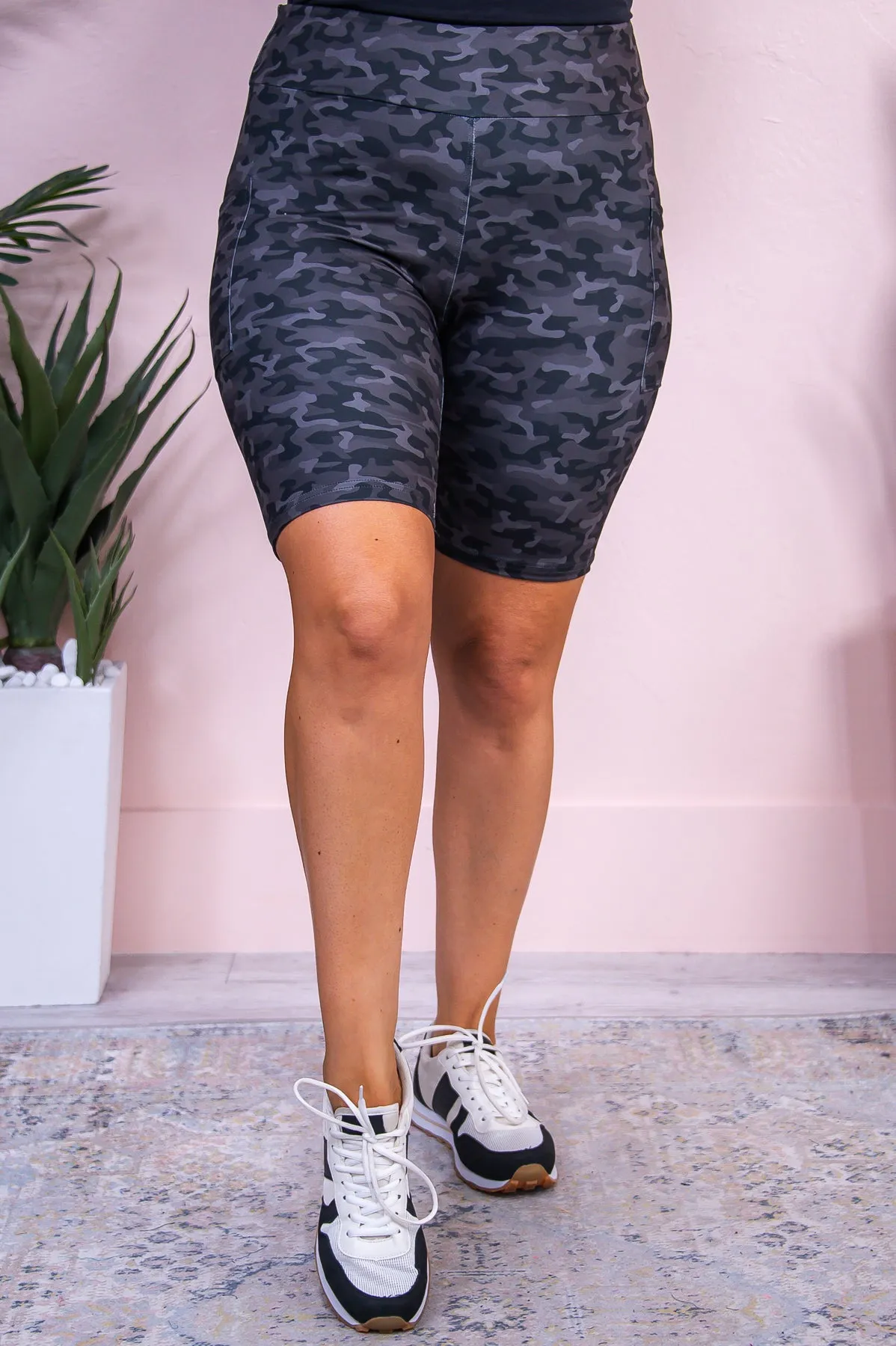 Gray Camouflage Biker Shorts - I1531GCA