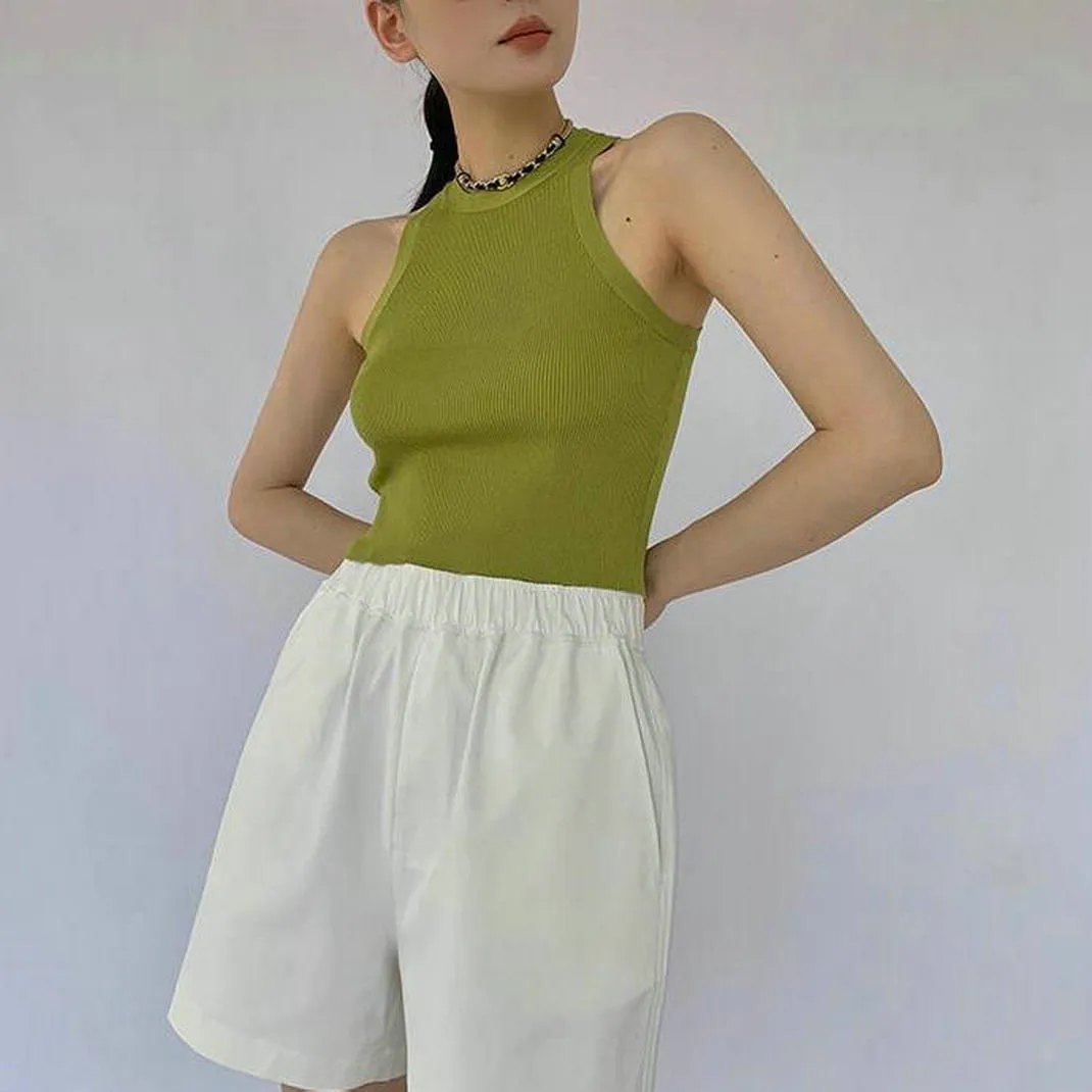 Green Flat Knit Tank