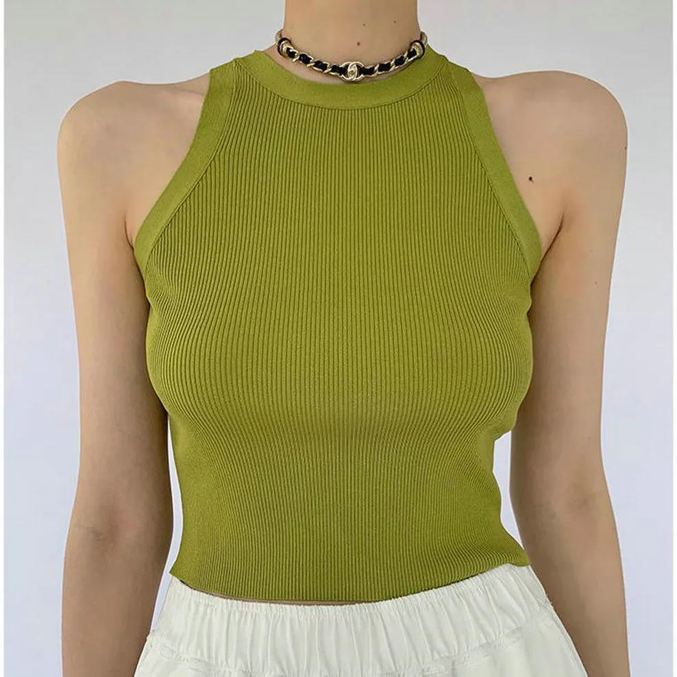 Green Flat Knit Tank