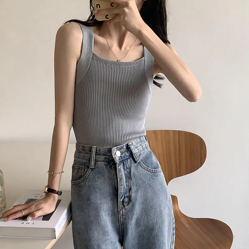 Grey Flat Knit Tank Top