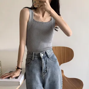 Grey Flat Knit Tank Top