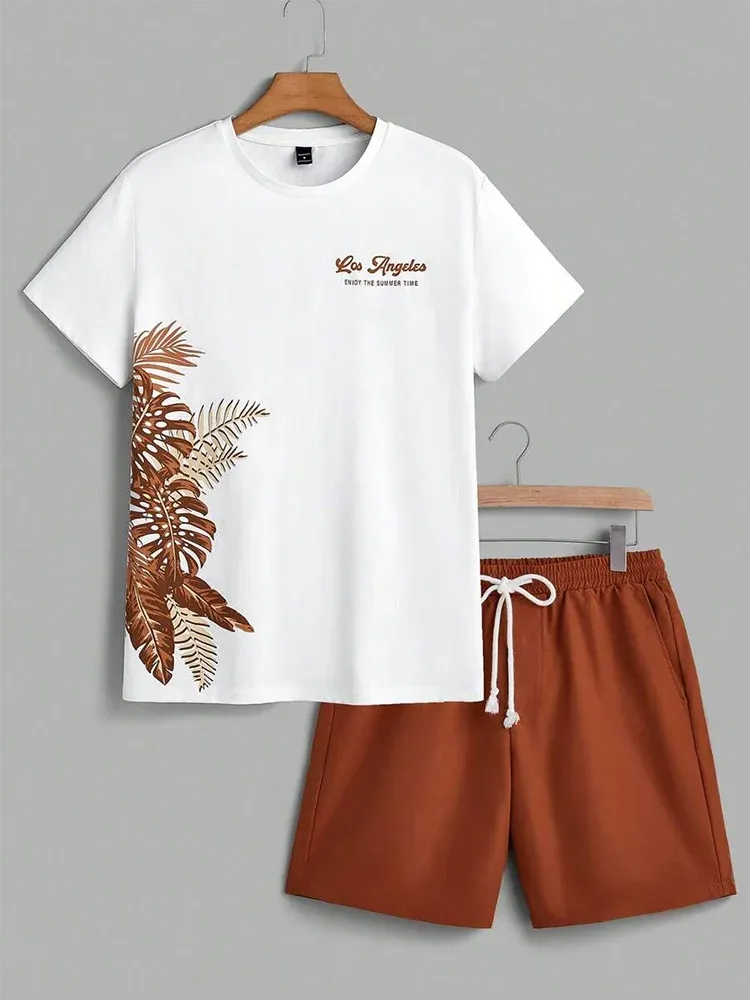 Hawaiian Style Men's T-Shirt & Beach Pants Set