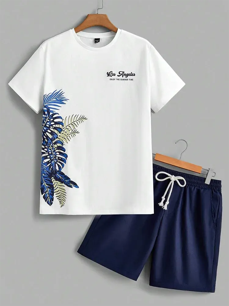 Hawaiian Style Men's T-Shirt & Beach Pants Set
