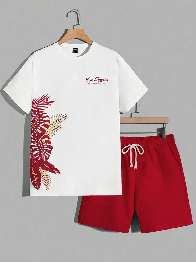 Hawaiian Style Men's T-Shirt & Beach Pants Set
