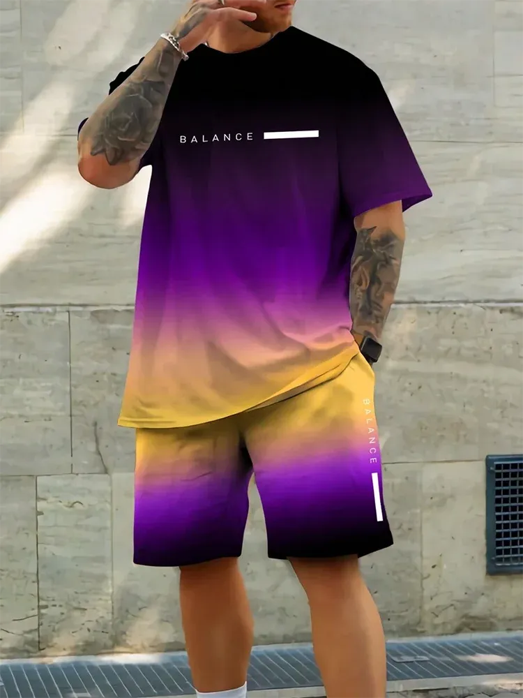 Hawaiian Style Men's T-Shirt & Beach Pants Set
