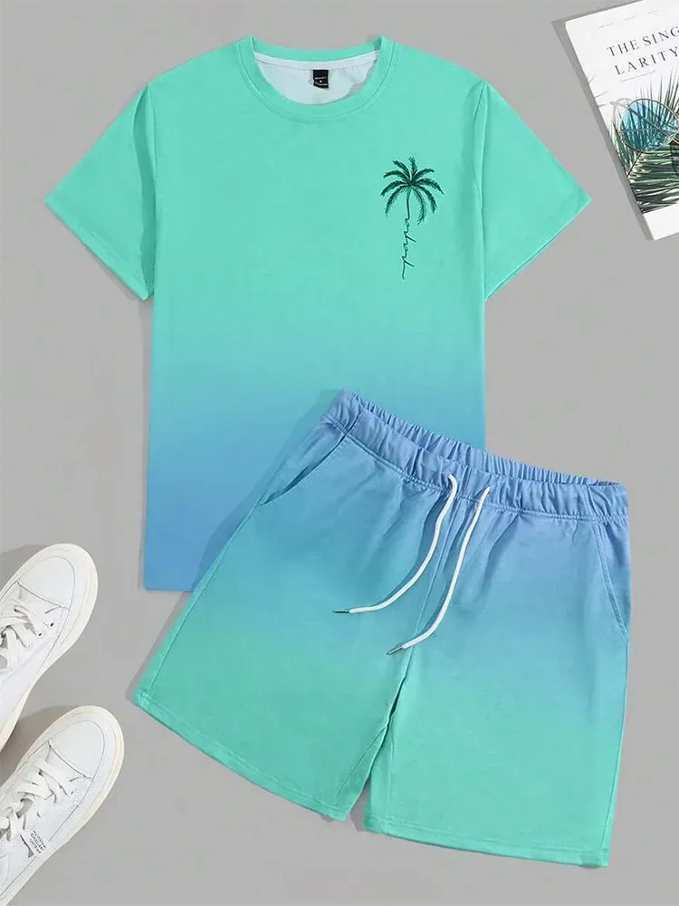 Hawaiian Style Men's T-Shirt & Beach Pants Set