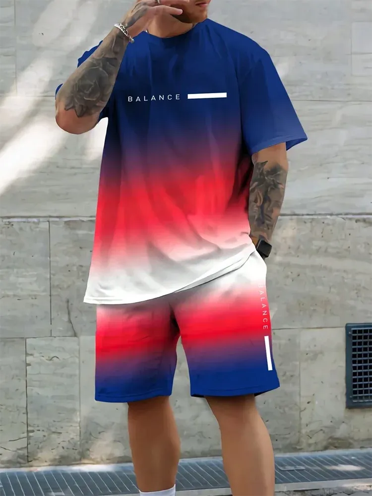 Hawaiian Style Men's T-Shirt & Beach Pants Set