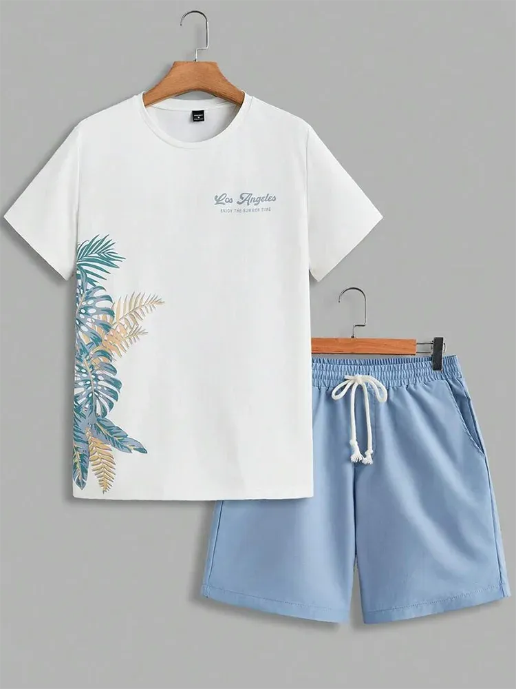 Hawaiian Style Men's T-Shirt & Beach Pants Set